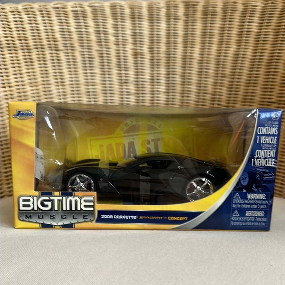 NIB Vintage Jada Big Time Muscle 2009 Black Corvette Stingray Concept Model